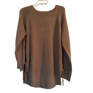 GUC Shein Tan Knit Sweater Long Sleeve Side Laces Machine Wash Size XL